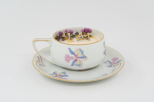 Iris Amethyst Ceramic Cup & Saucer