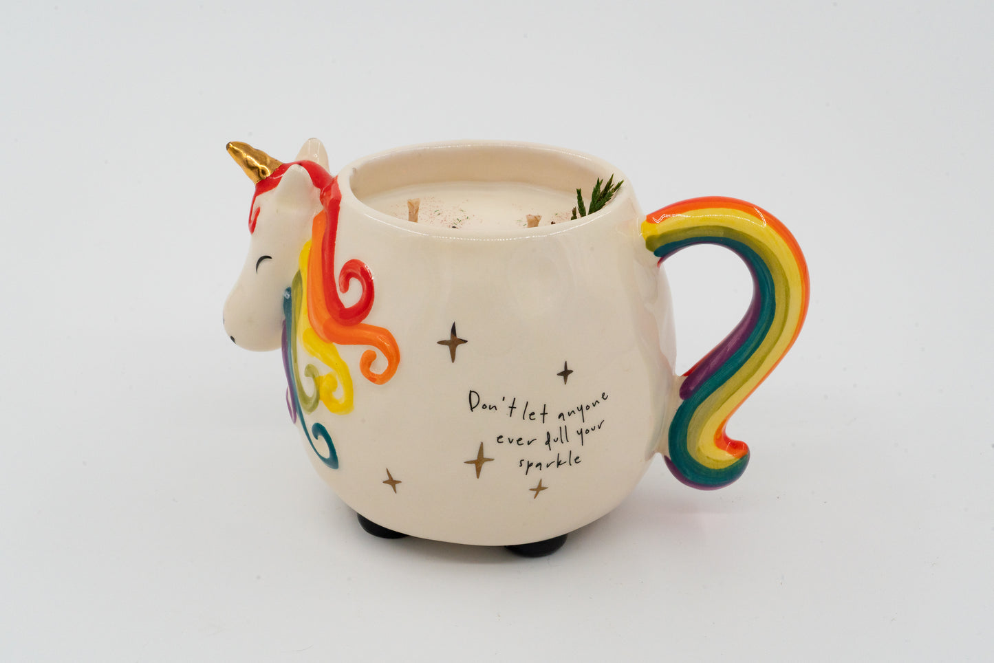 Unicorn mug candle